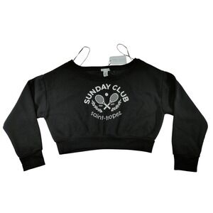 Better Together Sunday Club‎ St. Tropez Cropped Sweatshirt Black Size M